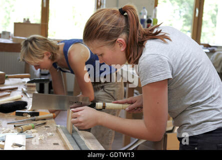 Female apprentices in the first formation year Stock Photo