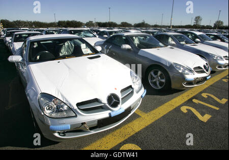 New DaimlerChrysler cars for export Stock Photo