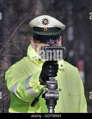 Police check with laser gun Stock Photo