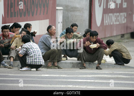Construction workers take a break Stock Photo