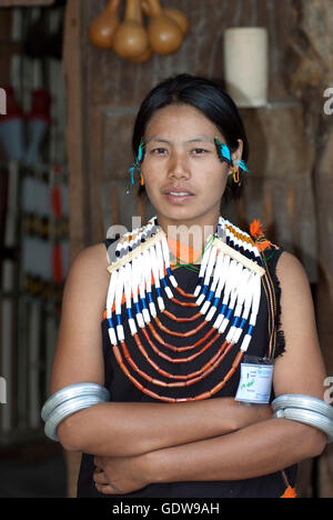 The image of Chakhesang tribe girl at Hornbill festival, Nagaland, India Stock Photo