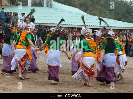 The image of Manipuri Dancers performing at Hornbill Festival; Nagaland; India Stock Photo