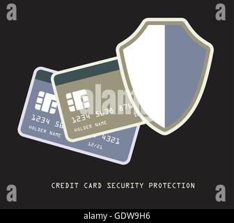 credit card modern banking security protection concept vector dark background illustration Stock Vector