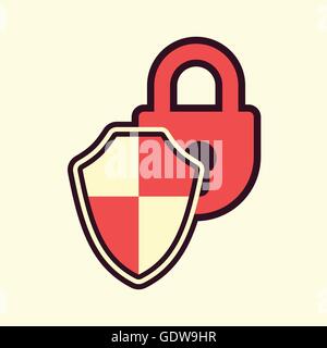 padlock shield protection safeguard symbol abstract vector illustration Stock Vector