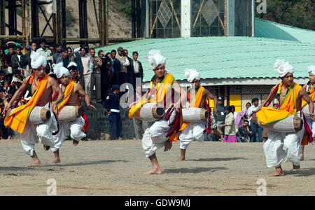 The image of Manipuri Dancers performing at Hornbill Festival; Nagaland; India Stock Photo