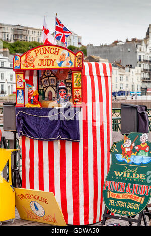 David Wildes Traditional Punch and Judy Show Performed On Hastings Pier, Hastings, Sussex, UK Stock Photo