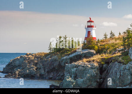 East Quoddy Head Lighthouse, at the northernmost tip of Campobello Island, New Brunswick, Canada, was built in 1829. Stock Photo