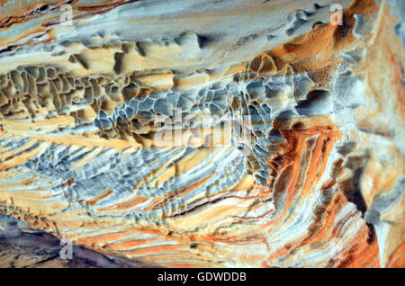 Shapes and patterns of weathered Sydney (Hawkesbury) sandstone on the New South Wales coast Stock Photo