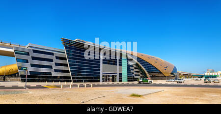 Al Jafiliya Metro Station on the Red Line, Dubai Stock Photo
