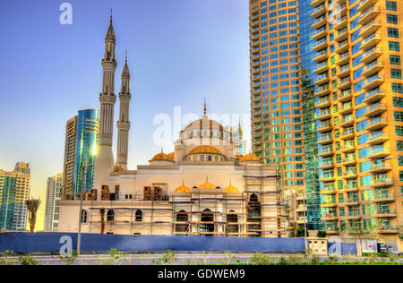 Mosque under construction in Dubai Marina district, UAE Stock Photo