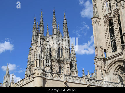 Spain. Burgos. Cathedral of Saint Mary. Gothic style. The Cimborrio octogonal tower. Stock Photo