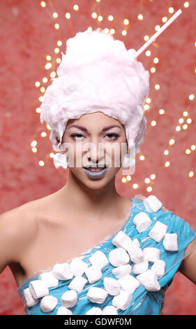 Woman in unusual dress Stock Photo