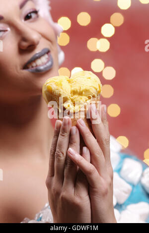 Woman in unusual dress Stock Photo