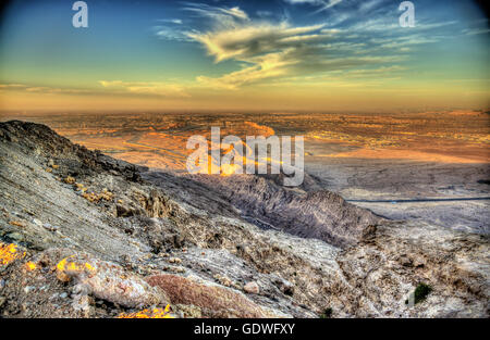 View from Jebel Hafeet mountain towards Al Ain - UAE Stock Photo