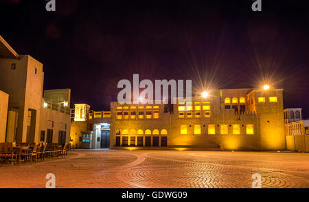 Traditional architecture houses in Creek district of Dubai Stock Photo