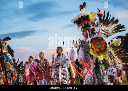 Native American dancers performing during Sac & Fox nation Pow-wow, Stroud, Oklahoma, U.S.A. Stock Photo