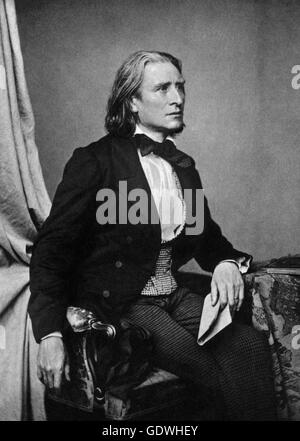 Franz Liszt. Portrait of the Hungarian pianist and composer, Franz Liszt (1811-1886),by Franz Hanfstaengl, c.1860 Stock Photo