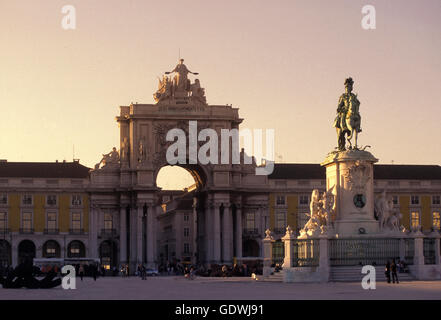 the parca do comercio in the city centre of Lisbon in Portugal in Europe. Stock Photo