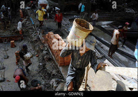 Construction worker in Yangon Stock Photo