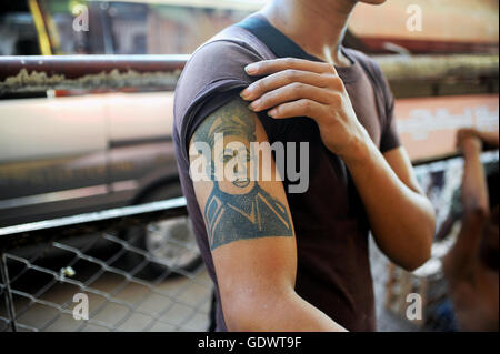 Tatoo General Aung San Stock Photo