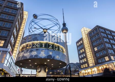 The Weltzeituhr (Worldtime Clock) on Alexanderplatz Stock Photo