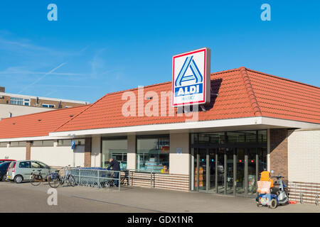 OLDENZAAL, NETHERLANDS - NOVEMBER 3, 2015: Aldi store exterior. Aldi is an internationally operating German chain of discount su Stock Photo