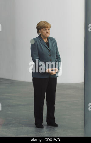 Portrait of German Chancellor Angela Merkel at the Chancellery in Berlin, Germany, 2014 Stock Photo