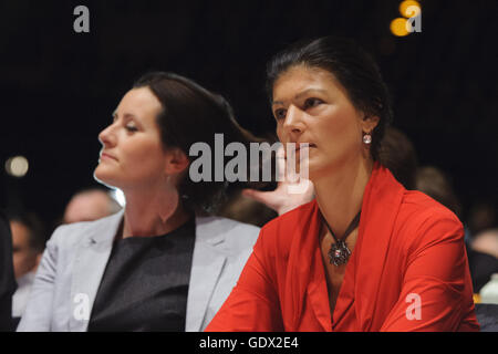 Janine Wissler and Sahra Wagenknecht in Berlin, Germany, 2014 Stock Photo