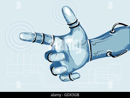 cyborg. hand of robot on abstract background Stock Vector