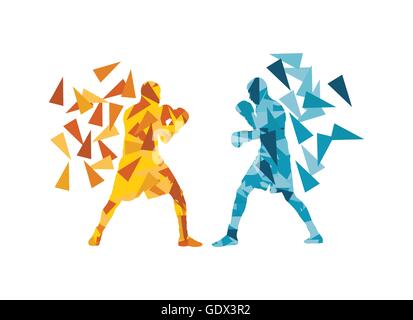 Man boxing fight facing each other in match vector background concept