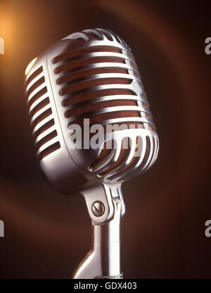 Closeup shot of vintage microphone as in the jazz age Stock Photo