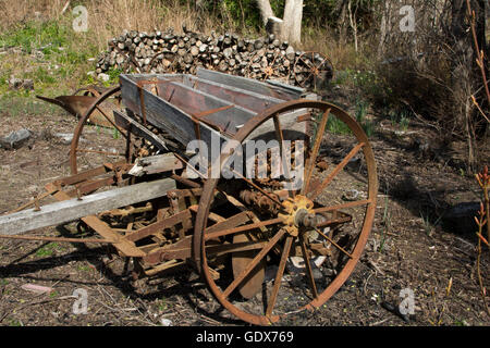 This seed drill is a reminiscent of the big Otago Gold Rush in New Zealand starting in the end of May 1861. Stock Photo