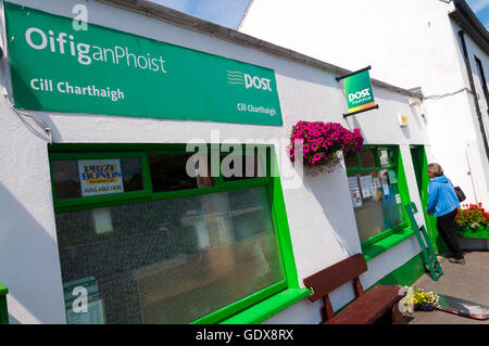 Post office at Kilcar, County Donegal, Ireland. Known as Cill Charthaigh in Irish language Gaelic. Stock Photo