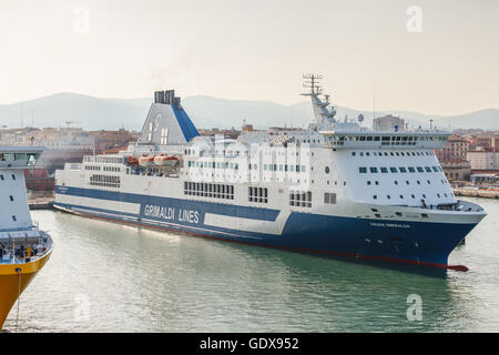 Grimaldi Lines Cruise Smeralda ferry-boat the port in Livorno / Leghorn, Italy Stock Photo