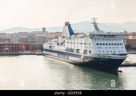 Grimaldi Lines Cruise Smeralda ferry-boat the port in Livorno / Leghorn, Italy Stock Photo