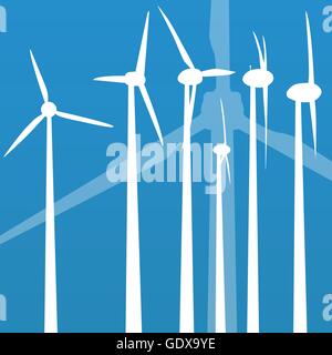 Wind electricity generators vector background for poster Stock Vector