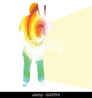 Bagpiper Scottish man silhouette illustration vector background colorful concept made of transparent curved shapes for poster Stock Vector