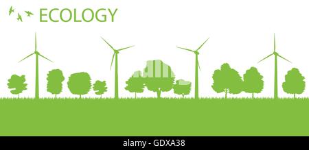 Wind alternative energy generator vector background for poster Stock Vector