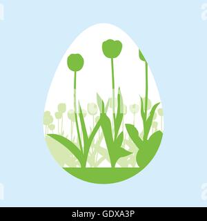 Easter egg made of spring tulips vector background ecology concept Stock Vector
