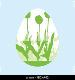 Easter egg made of spring tulips vector background ecology concept Stock Vector