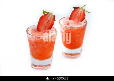 Strawberry healthy smoothie and fresh strawberries Stock Photo