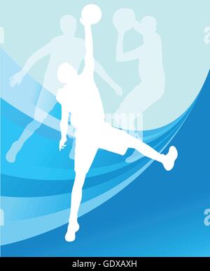 Basketball players active sport silhouettes vector background illustration for poster Stock Vector