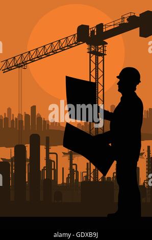 Construction site and engineer vector background for poster Stock ...