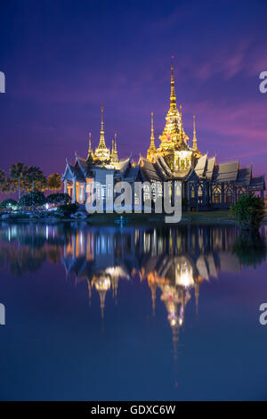 The beautiful temple made from marble and cement in twilight time at Sikhio Nakhon ratchsima, thailand (The public anyone access Stock Photo