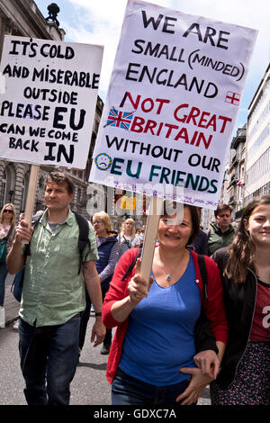 Forty thousand people took part in The March for Europe in London. on 2 July 2016.  Following the results of the Brexit Referend Stock Photo