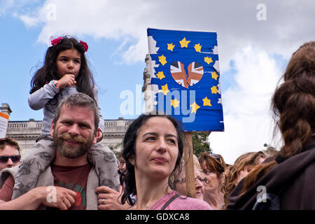 Forty thousand people took part in The March for Europe in London. on 2 July 2016.  Following the results of the Brexit Referend Stock Photo