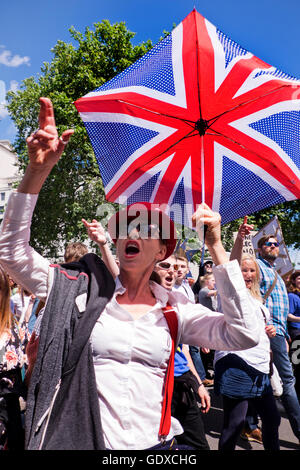 Forty thousand people took part in The March for Europe in London. on 2 July 2016.  Following the results of the Brexit Referend Stock Photo