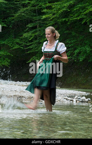 woman in traditional costume nationalpark lime alps, Upperaustria, Austria Stock Photo