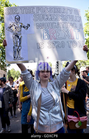 Forty thousand people took part in The March for Europe in London. on 2 July 2016.  Following the results of the Brexit Referend Stock Photo