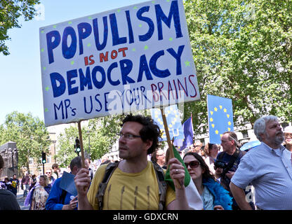 Forty thousand people took part in The March for Europe in London. on 2 July 2016.  Following the results of the Brexit Referend Stock Photo